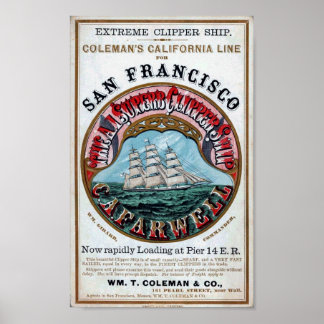 C.A.FARWELL Clipper Ship Historische Repro Poster