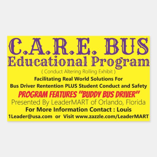 C.A.R.E. BUS Educatief Programma Rechthoek Sticker (Voorkant)
