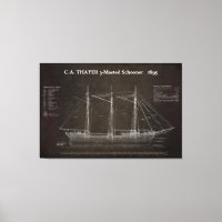 C.A. THAYER 3-Mastered Schooner Blauwdruk 1895