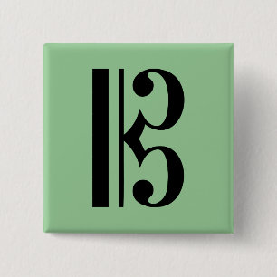 C-Clef-muzieksymbool Vierkante Button 5,1 Cm