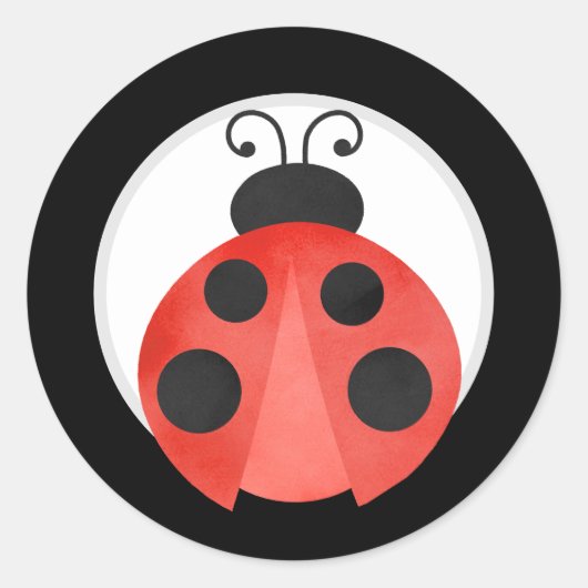 C coccinelle aquarelle autocollants ronds (Devant)