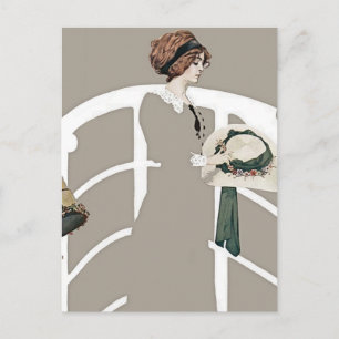 C Coles Phillips “Bij de hoedenwinkel” Briefkaart
