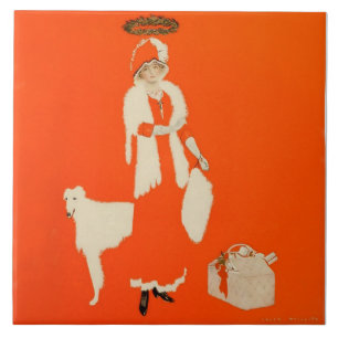 C Coles Phillips "Cadeau Day Saint" Fadeaway Girl Tegeltje