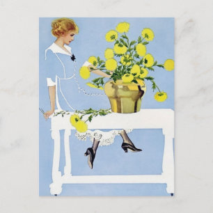 C Coles Phillips ‘Fadeaway Girl’ “Gele Boeket” Briefkaart