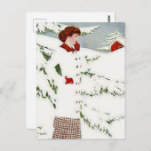 C Coles Phillips ‘Fadeaway Girl’ “Winter Sneeuwlan Briefkaart (Voorkant / Achterkant)