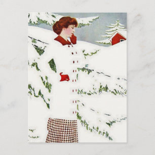 C Coles Phillips ‘Fadeaway Girl’ “Winter Sneeuwlan Briefkaart
