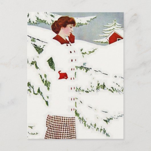 C Coles Phillips ‘Fadeaway Girl’ “Winter Sneeuwlan Briefkaart (Voorkant)