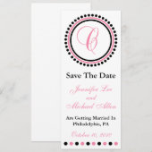 C Dot Circle Monogram Save The Date (Rose / Noir) (Devant / Derrière)
