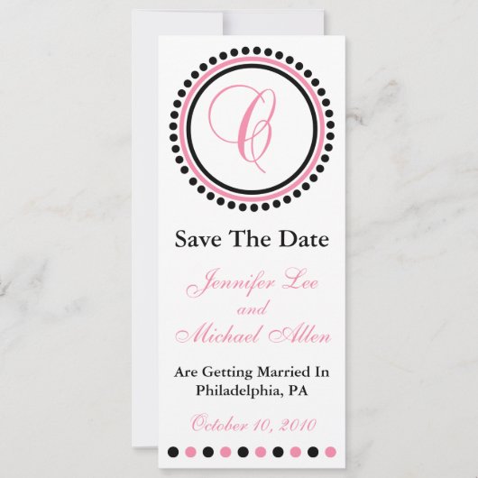 C Dot Circle Monogram Save The Date (Rose / Noir) (Devant)