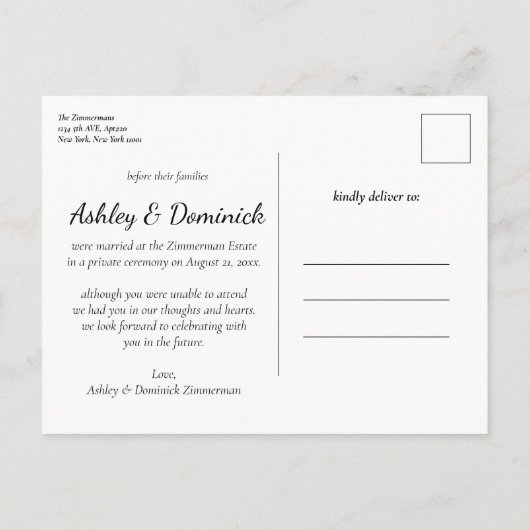 C’est officiel ! Élégant Faire-part de mariage (Dos)