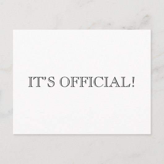 C’est officiel ! Faire-part Mariage Elopé moderne (Devant)