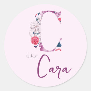 C est pour Cara Rose Girl Floral Nom Étiquettes