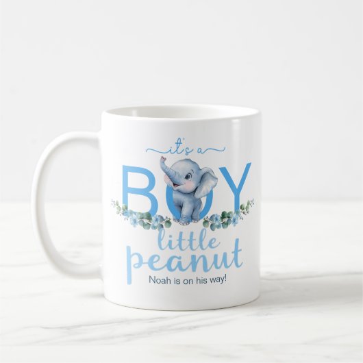 C’est un bébé éléphant Faire-part Mug - Blue W (Gauche)