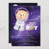 C`est un garçon espace ours invitation baby shower (Devant / Derrière)