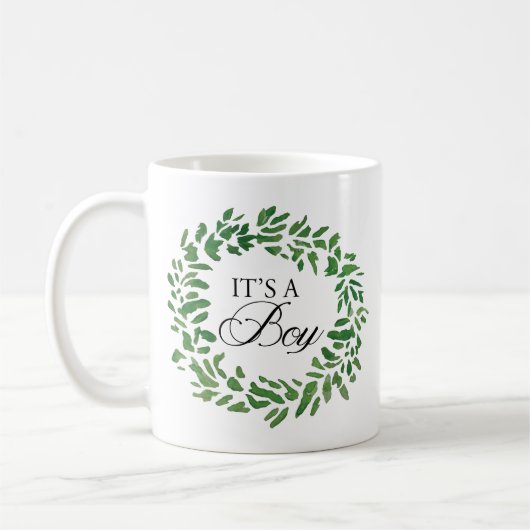C’est un garçon Green Wreath Genre Reveillez Mug (Gauche)
