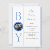 C’est un garçon Photo Baby shower bleu Invitation (Devant)