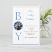 C’est un garçon Photo Baby shower bleu Invitation (Debout devant)
