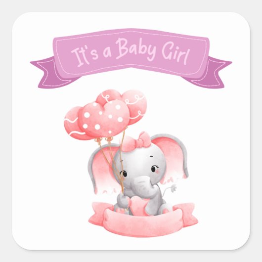 C’est un Sticker Faire-part pour fille-bébé (Devant)