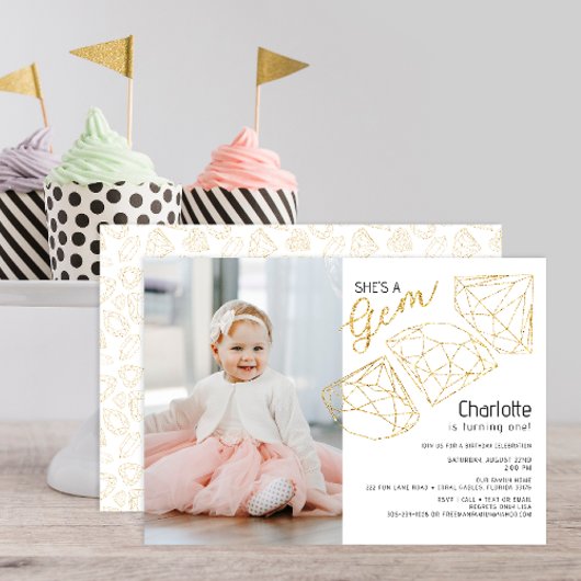 C’est une Gem Glam Photo Invitation de fête d’anni