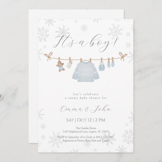 C’est une invitation au Baby shower d’hiver pour g (Devant / Derrière)