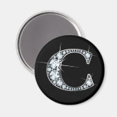 "C" Faux-"Diamond Bling" Magnet Magneet (Voorkant / Achterkant)