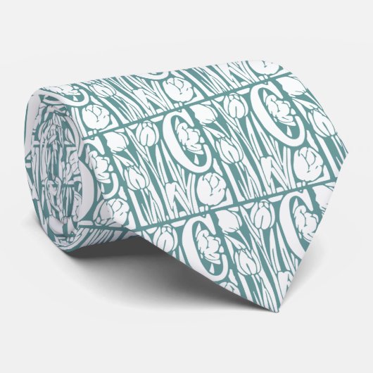 C Floral Monogram Stropdas (Opgerold)