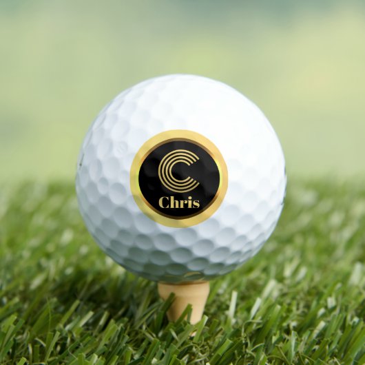 C Gold Monogrammed Letter Personalized Golf Balls Golfballen (Insitu Shirt)
