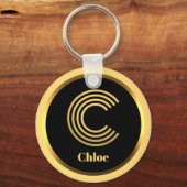C Gold Monogrammed Letter Personalized Sleutelhang Sleutelhanger (Voorkant)