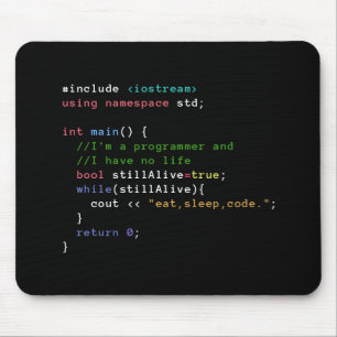 C++ Infinite-laad Eat-slaapcodemousepad Muismat