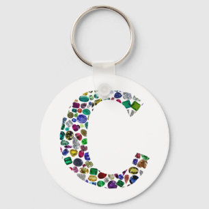 C Initiaal Gem-ontwerp Sleutelhanger