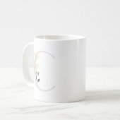 C initial avec fleur de couleur douce Café Mug (Devant gauche)