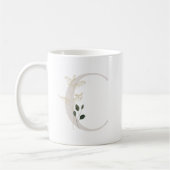 C initial avec fleur de couleur douce Café Mug (Gauche)