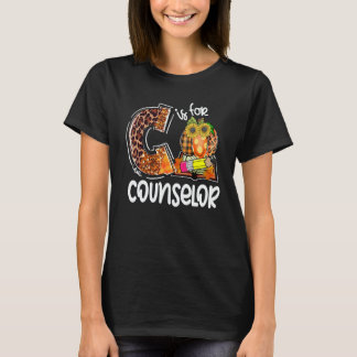 C Is For Counselor Leopard Pumpkin Fall Thanksgivi T-shirt