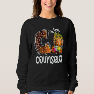 C Is For Counselor Leopard Pumpkin Fall Thanksgivi Trui
