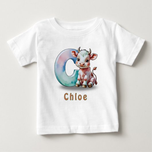 C is for Cow – Custom Baby T-Shirt  (Devant)