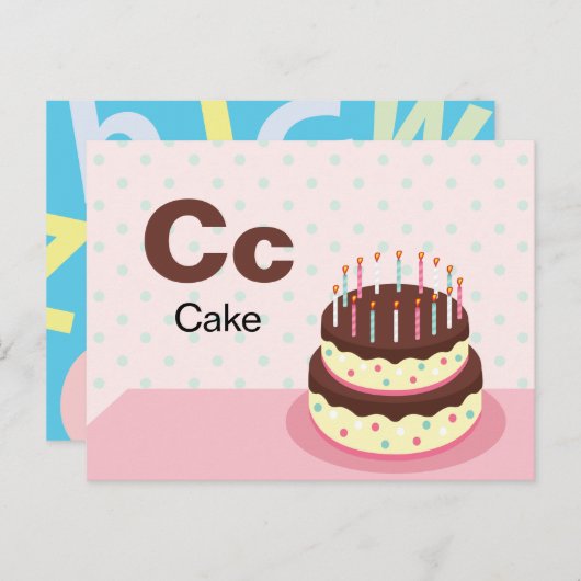 C is voor Cake - Alphabet Flash Kaart (Voorkant / Achterkant)