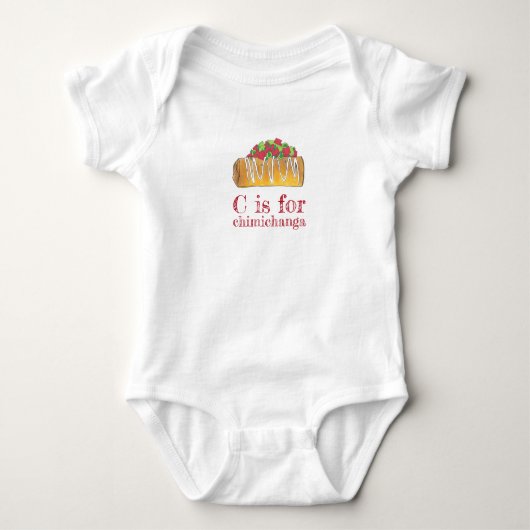 C is voor Chimichanga Tex Mex Mexican Food Letter Romper (Voorkant)
