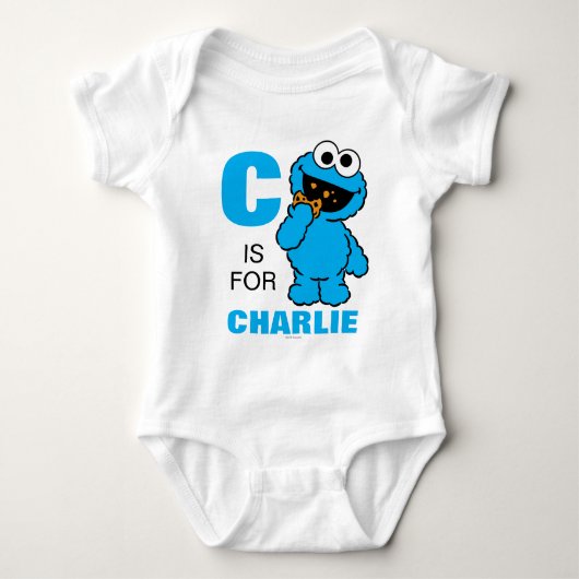 C is voor Cookie Monster | Jouw namen toevoegen Romper (Voorkant)