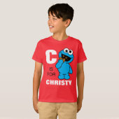 C is voor Cookie Monster | Jouw namen toevoegen T-shirt (Voorkant volledig)