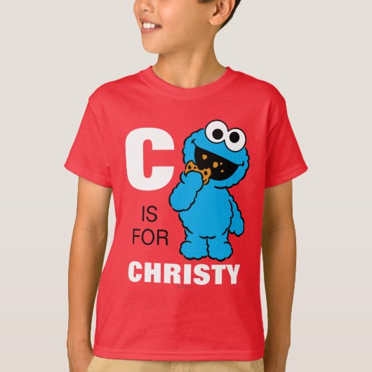 C is voor Cookie Monster | Jouw namen toevoegen T-shirt (Voorkant)