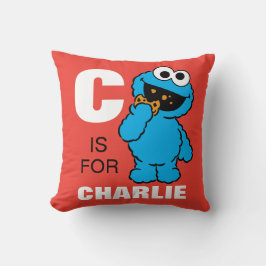 C is voor Cookie Monster | Voeg je naam toe Kussen