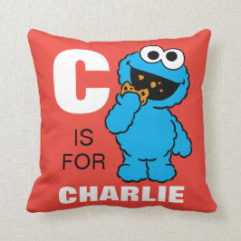 C is voor Cookie Monster | Voeg je naam toe Kussen