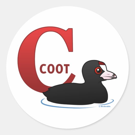 C is voor Coot Ronde Sticker (Voorkant)