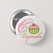 C is voor cupcake-Button Ronde Button 5,7 Cm (Voorkant /achterkant)