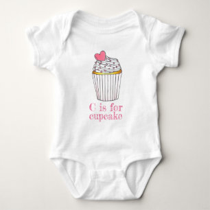 C is voor Cupcake Pink Heart Cup Cake Sprinkles Romper