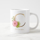 C Letter Gold Monogram | Floral Greenery Extra Grote Beker (Rechts)