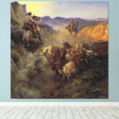 C M Russell The Slick Ear Cowboy Canvas Afdruk (Insitu (Houten vloer))