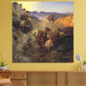 C M Russell The Slick Ear Cowboy Canvas Afdruk (Insitu (Woonkamer))