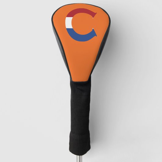 C Monogram bedekt op NLD Vlag op of dccnt Golfheadcover (Voorkant)