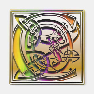 C Monogram "Celtic Rainbow" Square Magnet Magneet